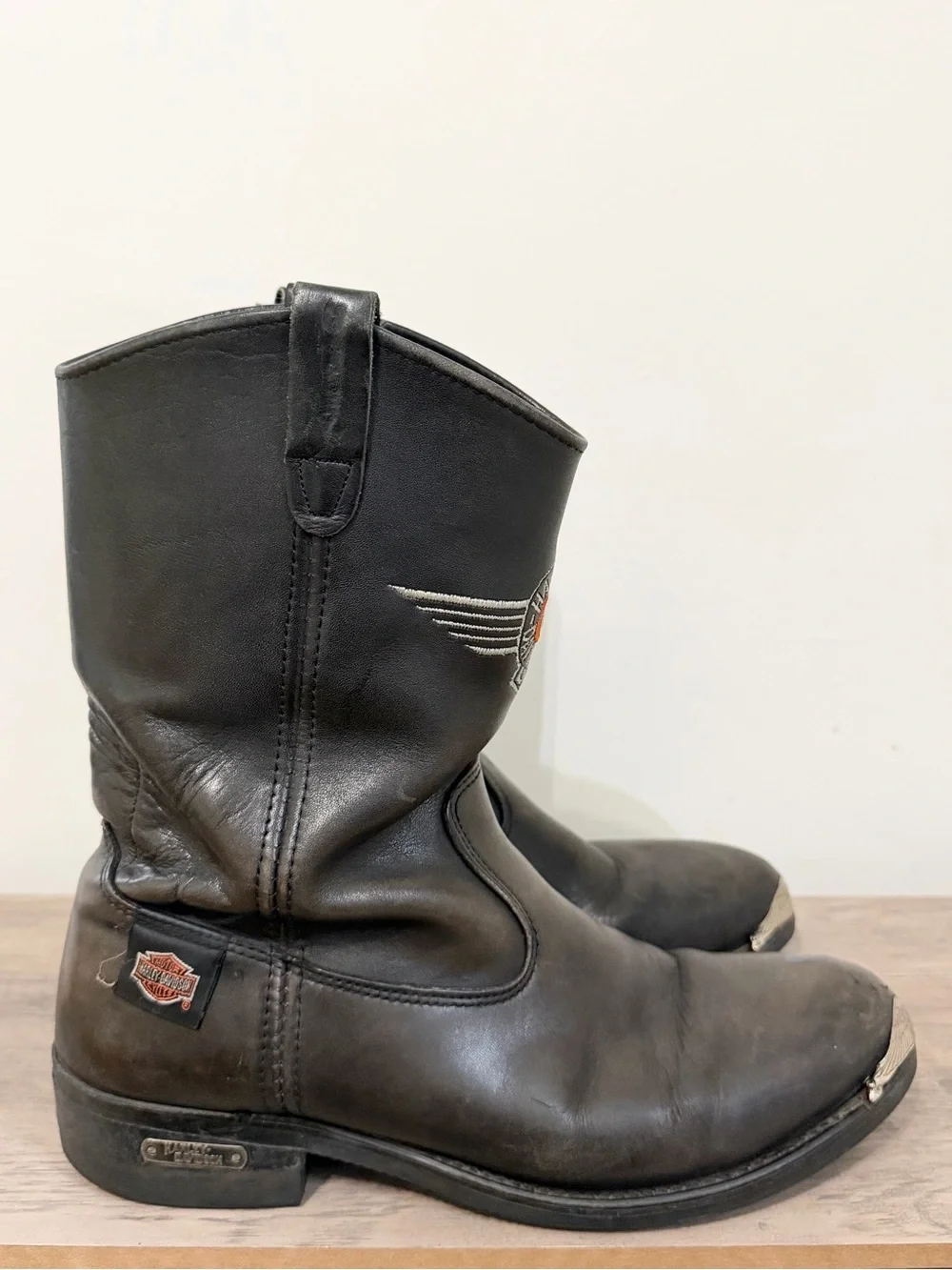 Harley Davidson 11.5 Motorcycles Embroidered Leather Vintage MADE in USA Boots